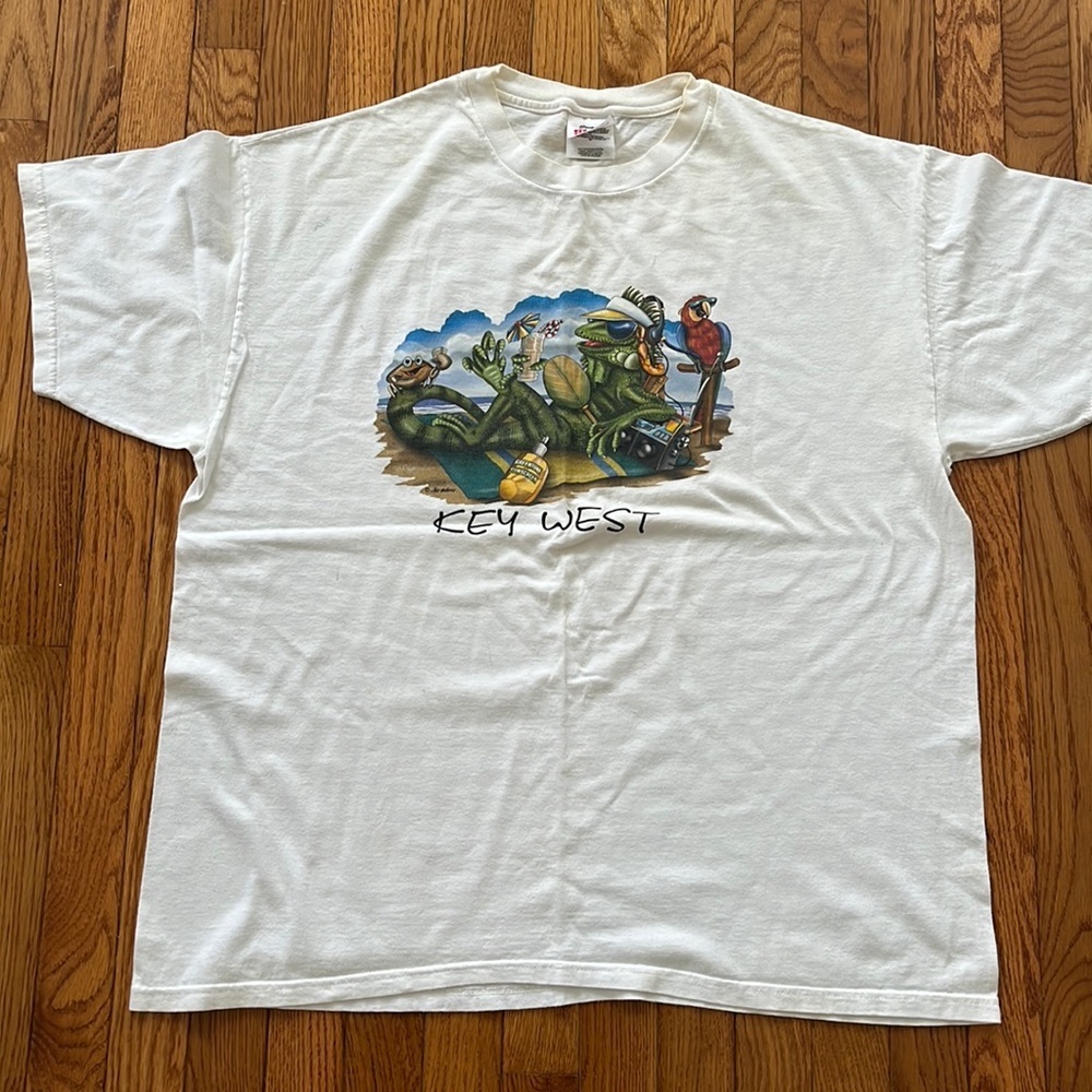 Vintage Key West Air waves Tee Stedman‎ by Hanes XL tropical vacation 90s iguana